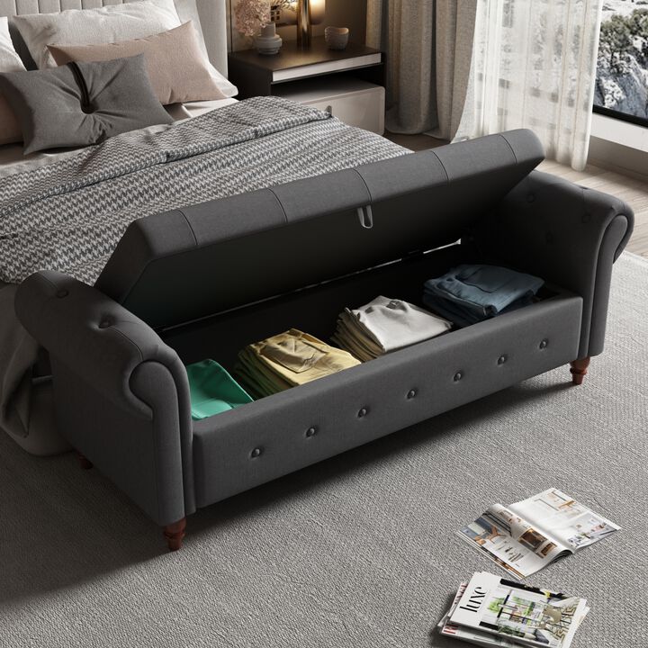 Bed Bench Dark Grey Fabric