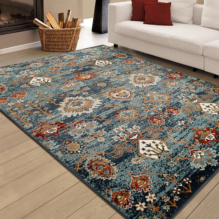 Allure Elina Teal Oriental Area Rug