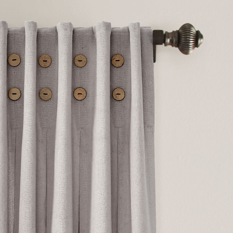Linen Button Pinched Pleat Window Curtain Panel