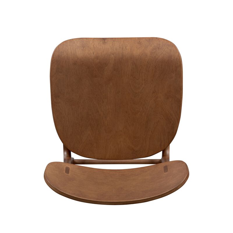 Seln 24 Inch Counter Stool Chair, Curved Seat, Open Back, Dark Brown Wood - Benzara