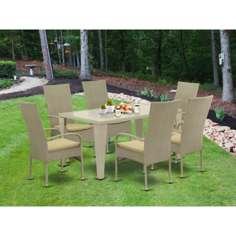 Wicker Patio Set Natural Linen, GUOS7-03A