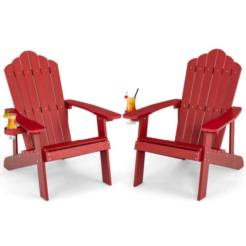 Hivago Weather Resistant HIPS Outdoor Adirondack Chair with Cup Holder