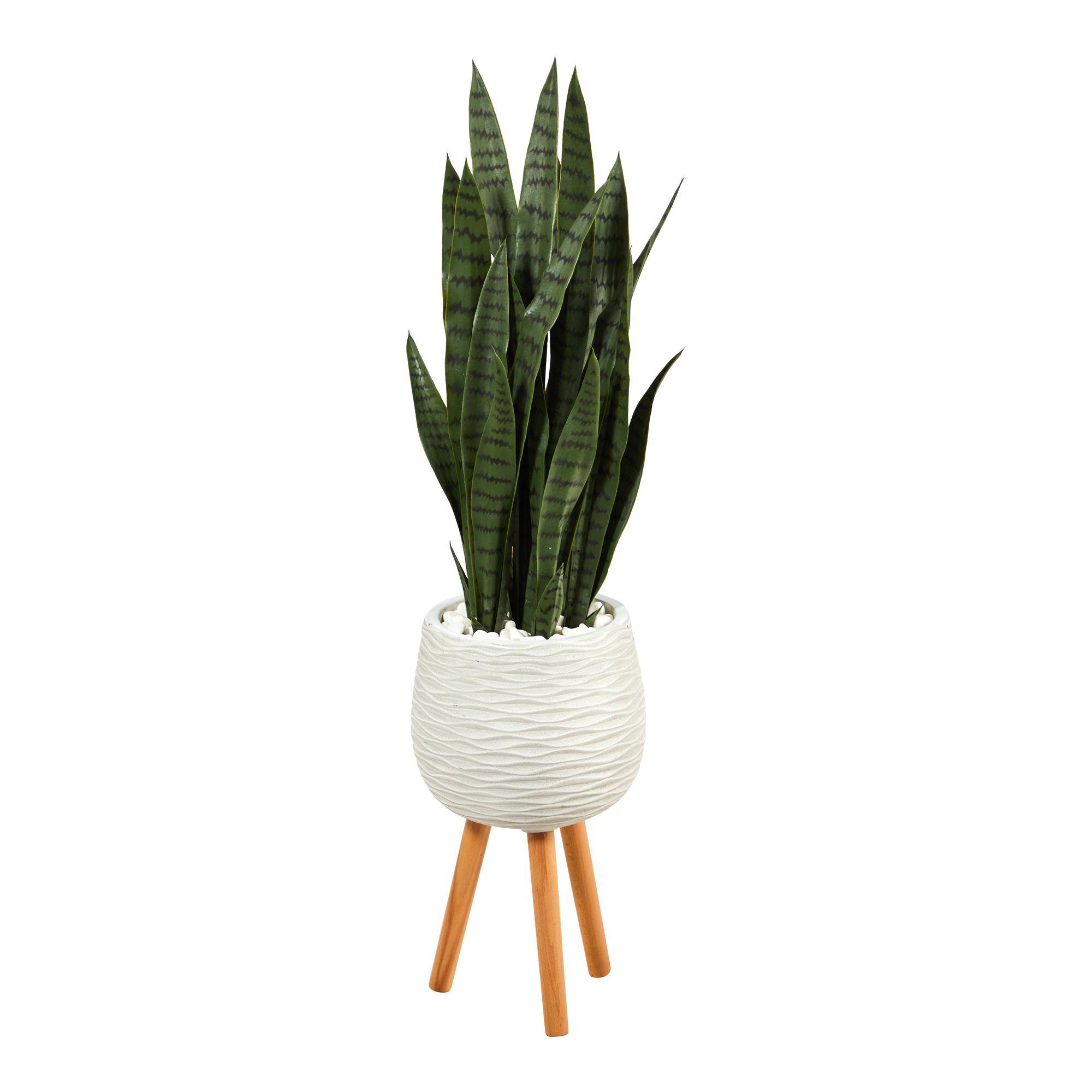 Nearly Natural 46-in Sansevieria Artificial Plant in White Planter