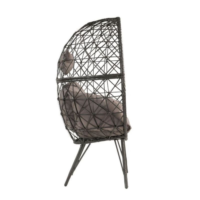 Seven Patio Lounge Chair, Light Gray Fabric & Black Wicker