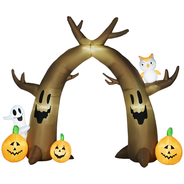 HOMCOM 10FT Halloween Inflatable Archway with Ghost Pumpkin Owl LED Lights
