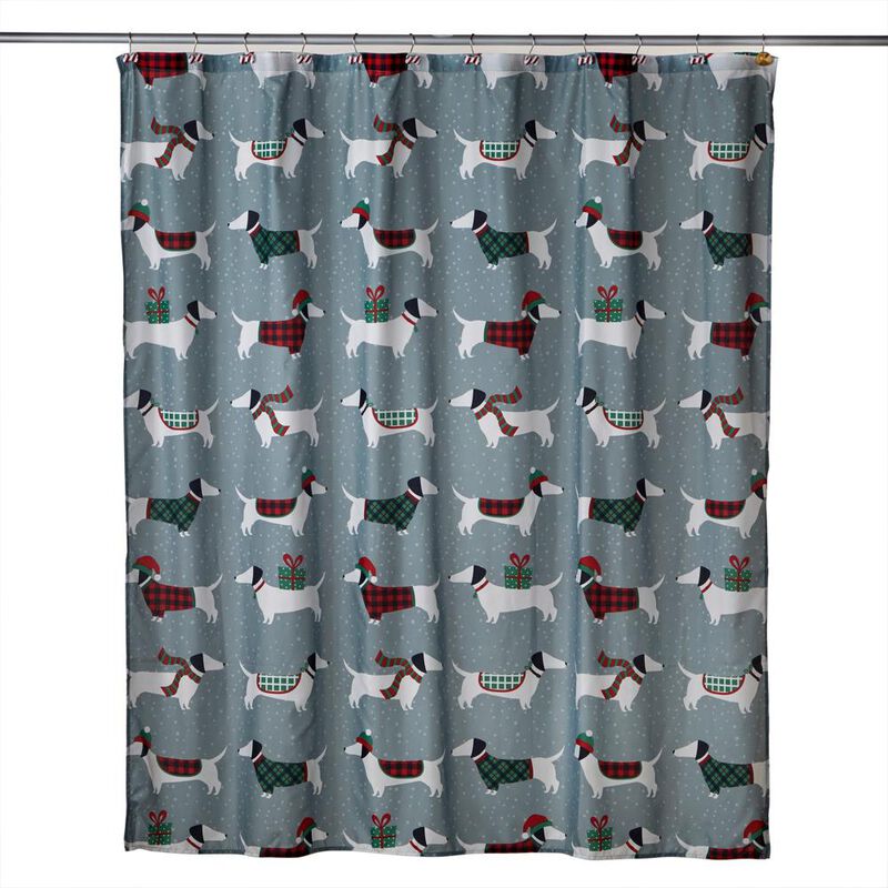 SKL Home By Saturday Knight Ltd Snow Many Dachshunds Shower Curtain And Hook Set - 13-Piece - 72X72", Multi