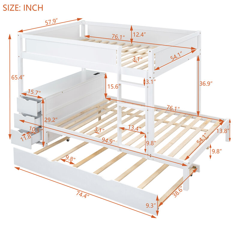 Merax  Bunk Bed with Trundle and Desk