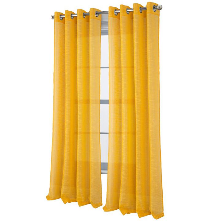 RT Designers Collection Dexter Linen Texture Grommet Light Filtering Window Curtain Panel 54" x 90" Yellow