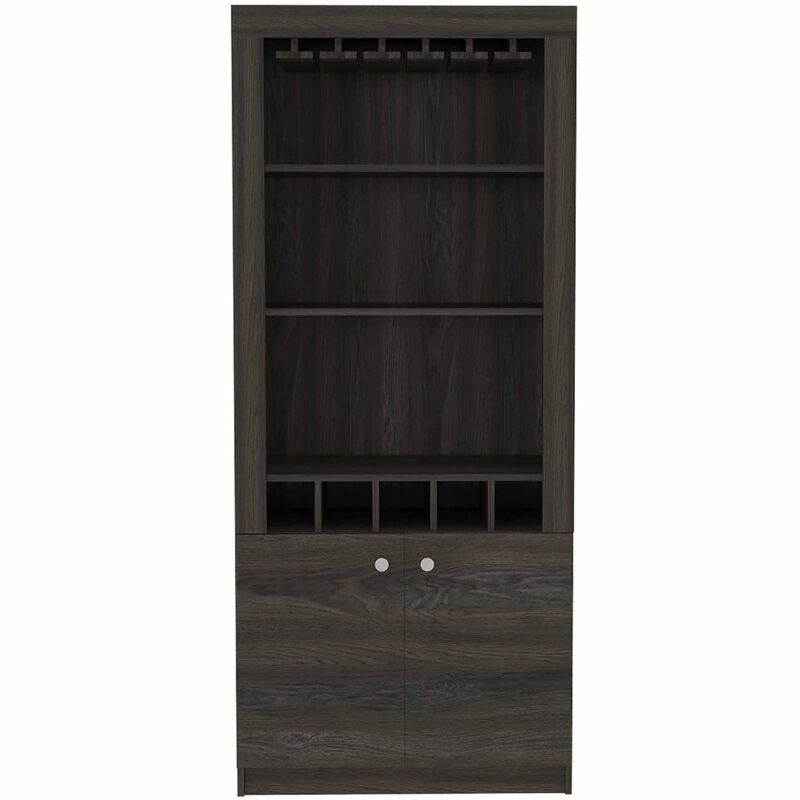 Plympton 3-Shelf Rectangle 5-Bottle Bar Cabinet Carbon Espresso