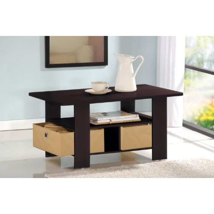 Coffee Table w/Bin Drawer, Espresso/Brown