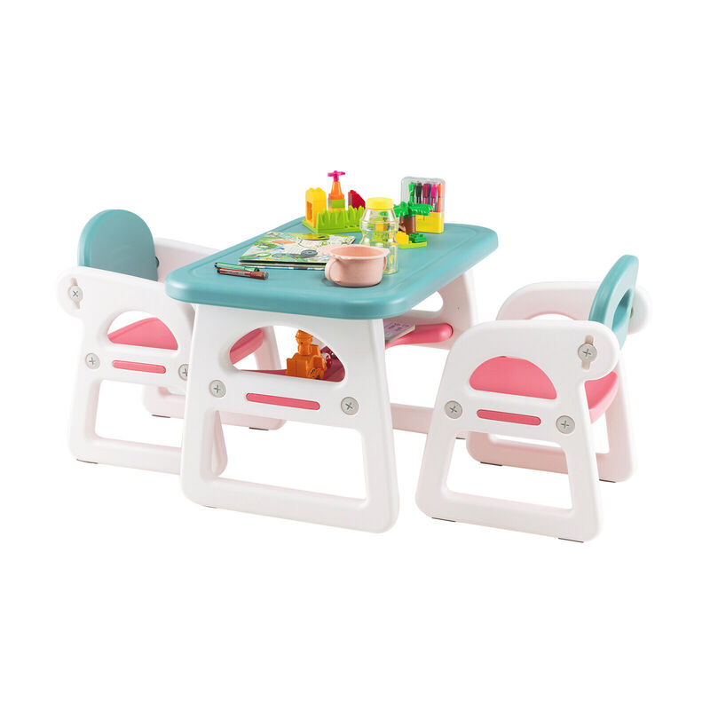 Kids Table and Chair Set with Building Blocks