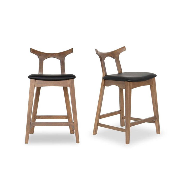 Ashcroft Furniture Co Hester Solid Wood Upholstered Square Bar Chair (Set of 2)
