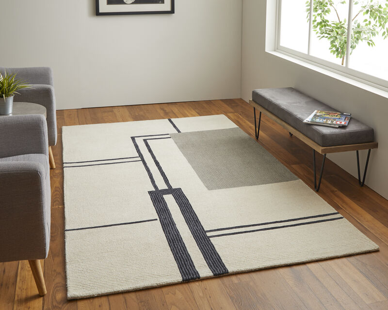 Maguire 8899F Ivory/Gray/Black 9' x 12' Rug