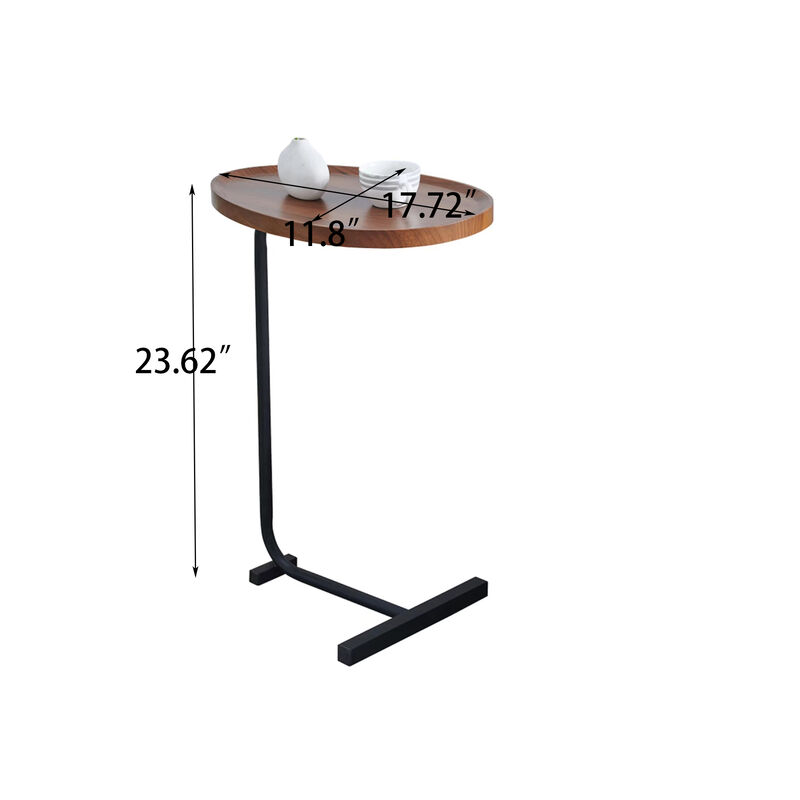 2 Pieces Brown Cshaped Side Table, Small Sofa Table For Small Spaces, Living Room, Bedroom