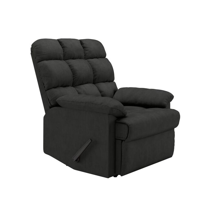 ProLounger Wall Hugger Recliner in Grey Microfiber with Square Tufted Back