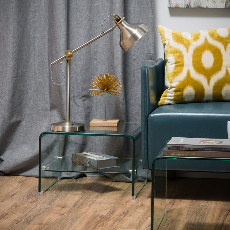 Ultra-Chic Glass End Table with Shelf Style Meets Functionality