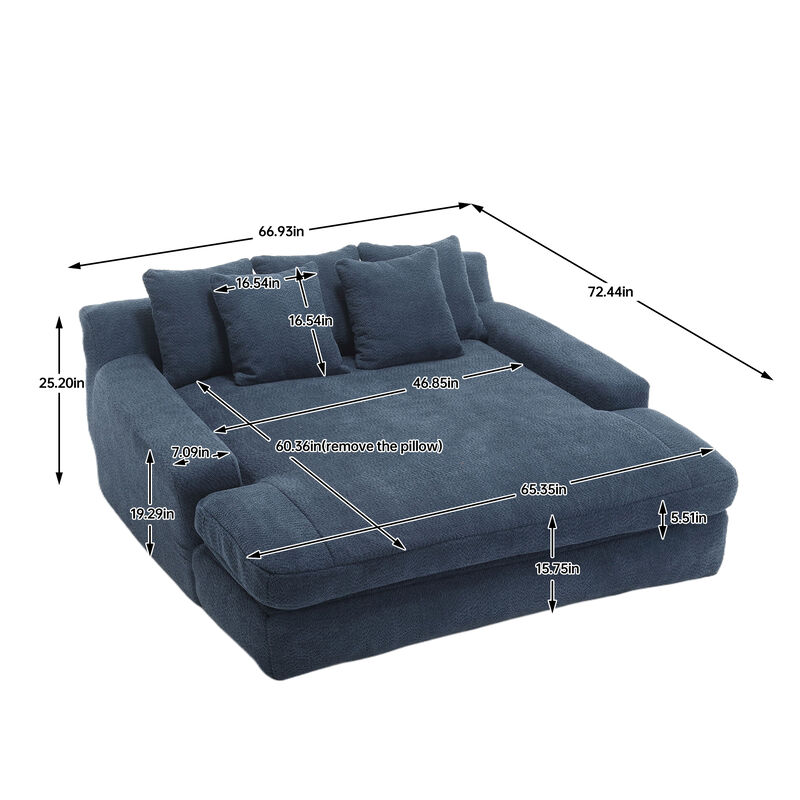 Merax Chenille 2-seater Lazy Sofa With 5 Back Pillows