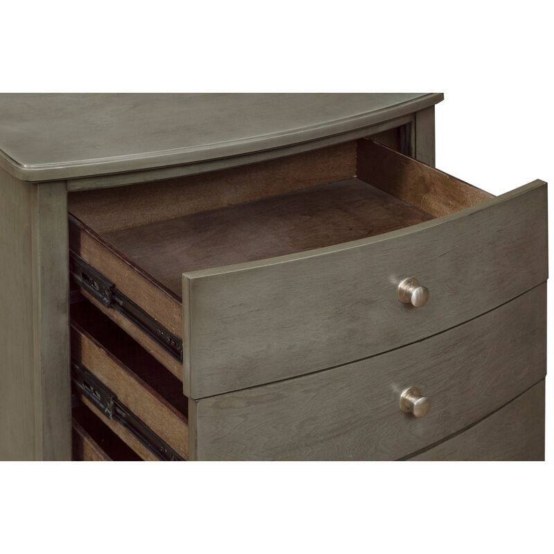 Bedroom Furniture 3 Drawers Nightstand Gray Finish Birch Veneer Nickel Hardware Bedside Table
