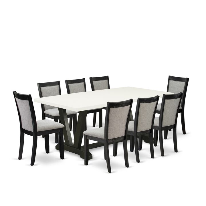East West Furniture V627MZ650-9 9Pc Kitchen Set - Rectangular Table and 8 Parson Chairs - Multi-Color Color