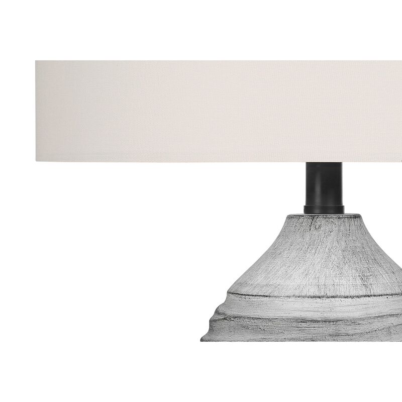 Monarch Specialties I 9723 - Lighting, 27"H, Table Lamp, Grey Resin, Ivory / Cream Shade, Modern