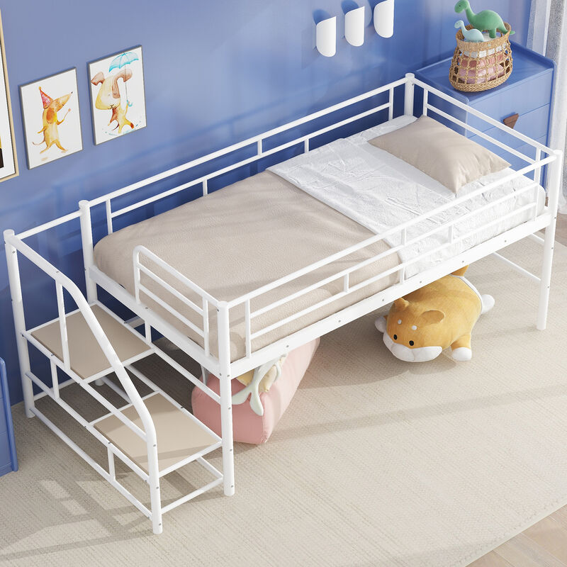 Merax Mid Loft Bed with Storage Stairs