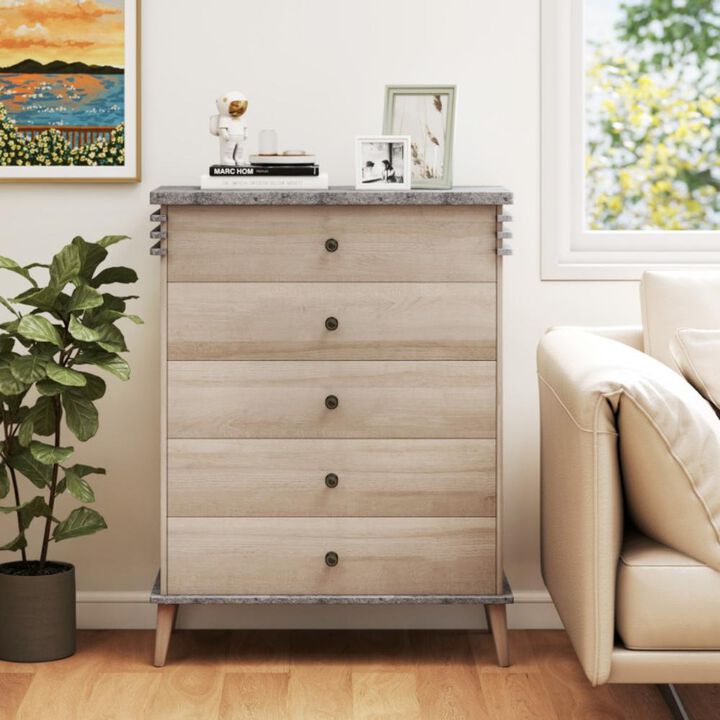 Hivvago Farmhouse Chest Dresser of Drawers Tall Storage Organizer