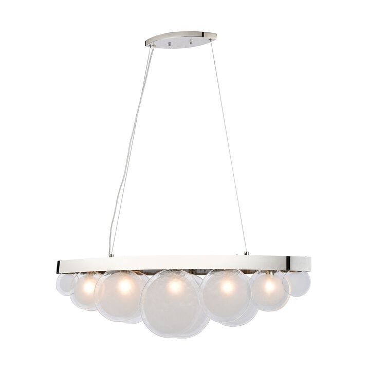 12� White Round Zoetrope 5-Light Linear Chandelier