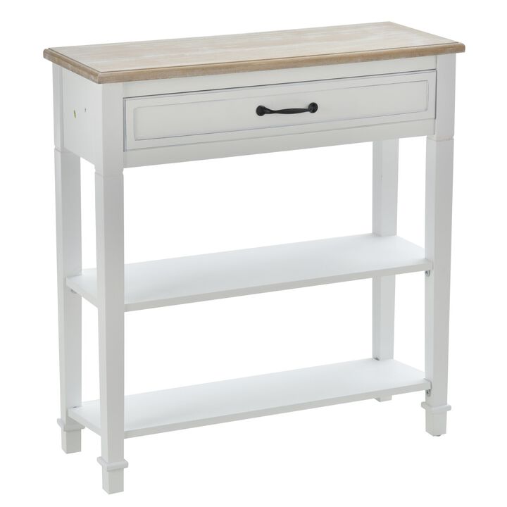 White Retro Entryway: Multifunctional Console Table with Storage