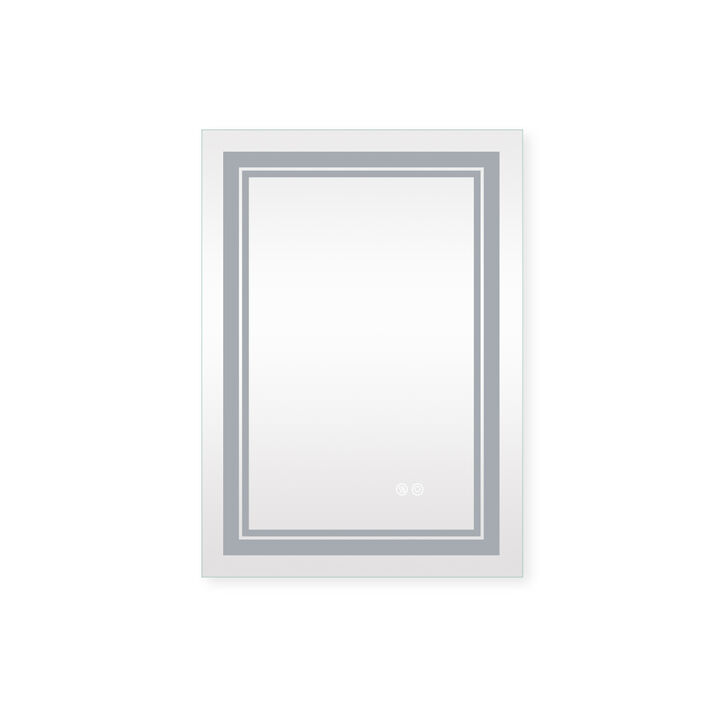 24x32 Inch LED Lighted Bathroom Mirror with 3 Colors Light, Wall Mounted Bathroom Vanity Mirror with Touch Button, Anti-Fog Dimmable Makeup Mirror (Horizontal/Vertical)