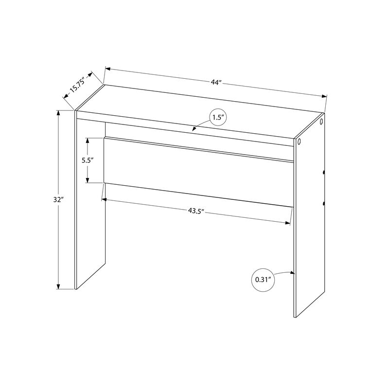 Monarch Specialties I 3288 Accent Table, Console, Entryway, Narrow, Sofa, Living Room, Bedroom, Tempered Glass, Laminate, Glossy White, Clear, Contemporary, Modern