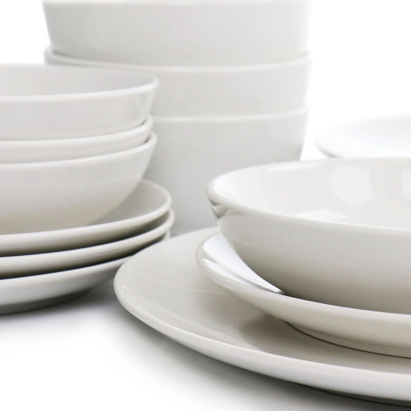 Elama Camellia 16 Piece Porcelain Double Bowl Dinnerware Set