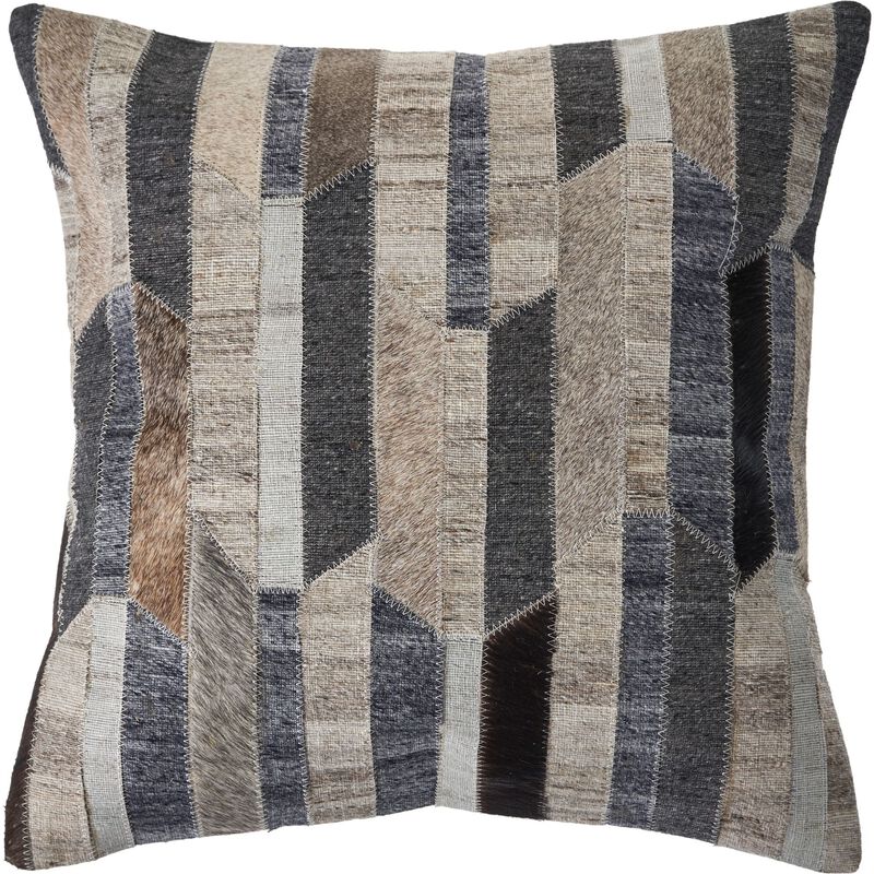 20" Gray and Black Abstract Striped Square Throw Pillow