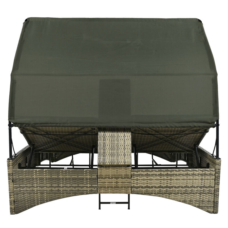 Merax Patio Outdoor Daybed Bed with Shelter Roof