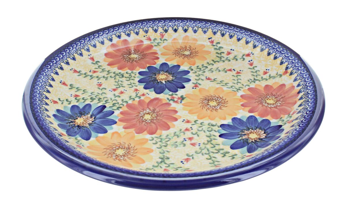 Blue Rose Polish Pottery Garden Of Blue Large Round Platter