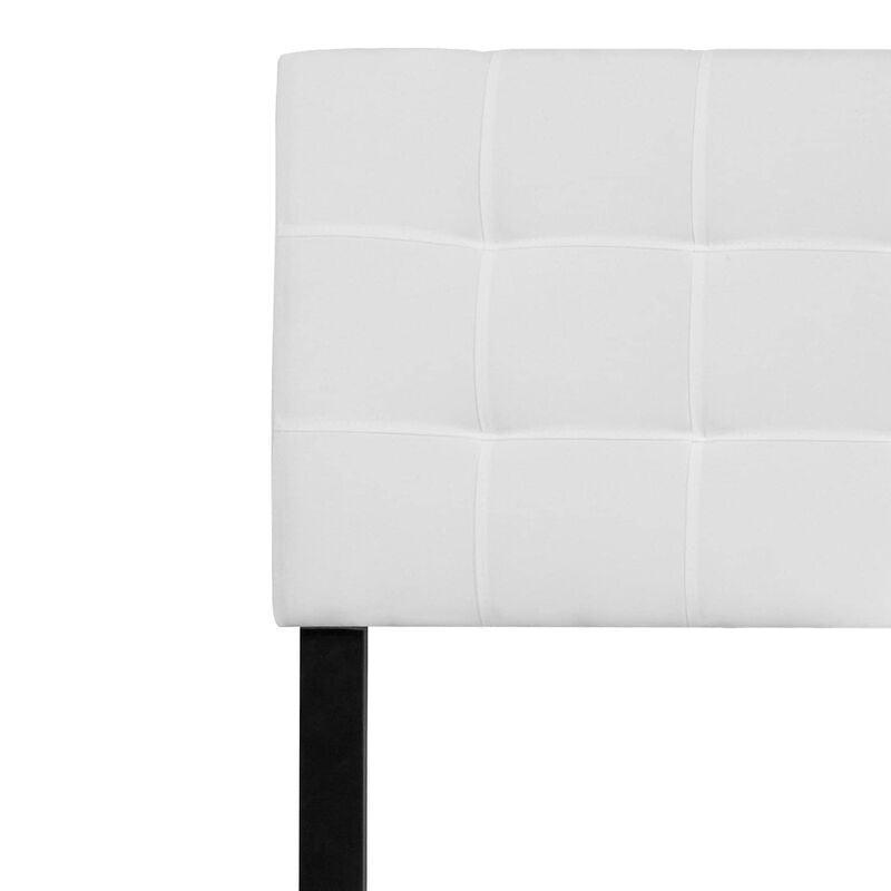 Flash Furniture Bedford Tufted Upholstered King Size Headboard in White Fabric