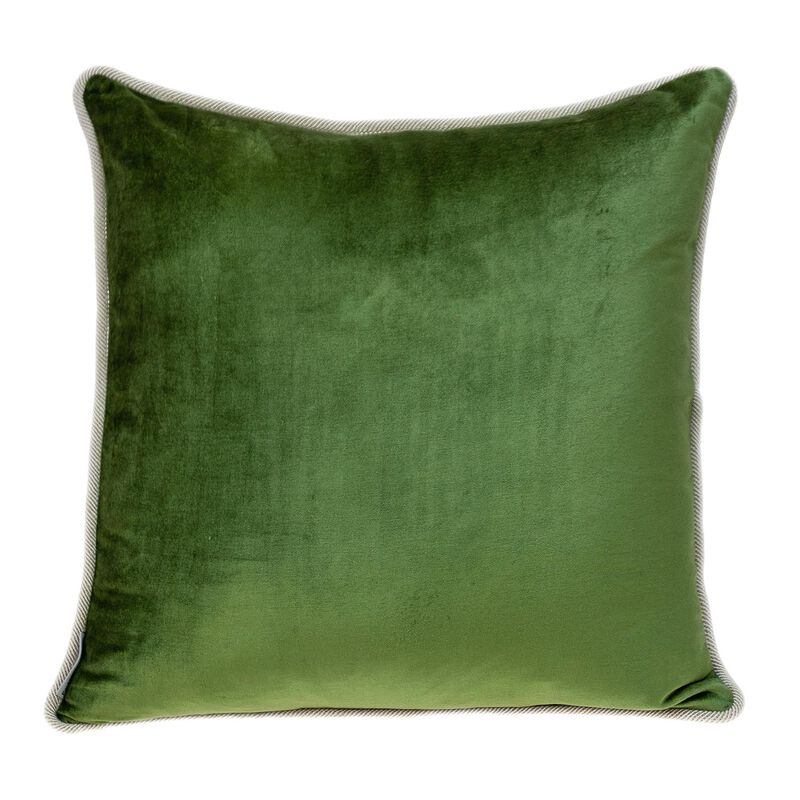 20" Green and Gray Cotton Throw Pillow