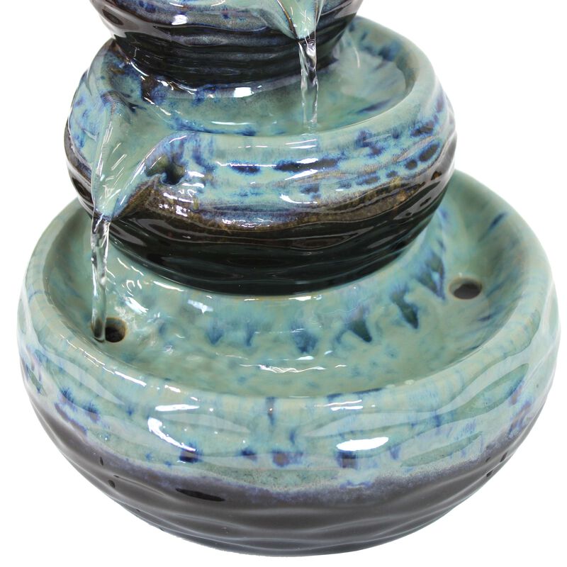 Sunnydaze Modern Textured Bowls Ceramic Indoor 3-Tier Water Fountain - 7 in