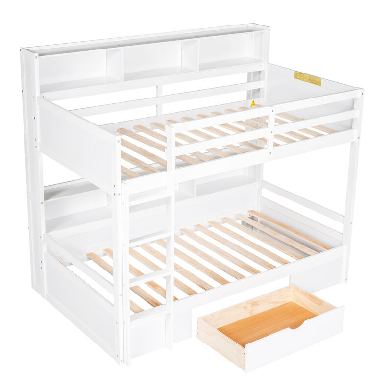 Merax Modern Bunk Bed with Built-in Shelves