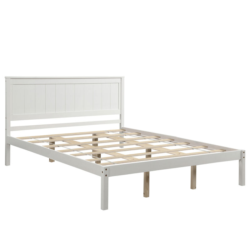 Platform Bed Frame with Headboard, Wood Slat Support, No Box Spring Needed, Queen