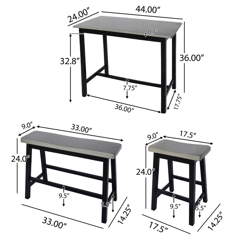 Merax  Farmhouse 4 Pieces  Dining Table Chair Bench Set