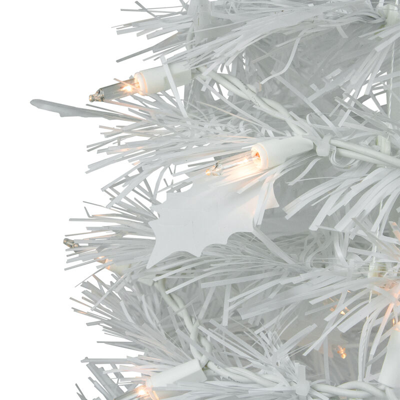 6' Pre-Lit White Tinsel Pop-Up Artificial Christmas Tree  Clear Lights