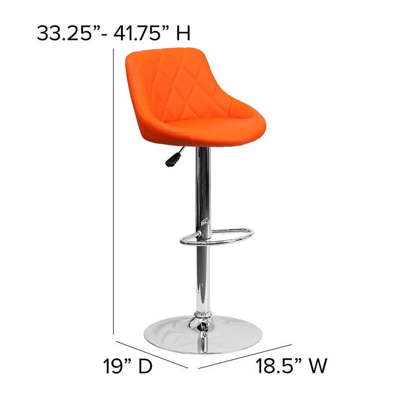 Flash Furniture Vinyl Adjustable Height Barstool, 1 Pack, Orange