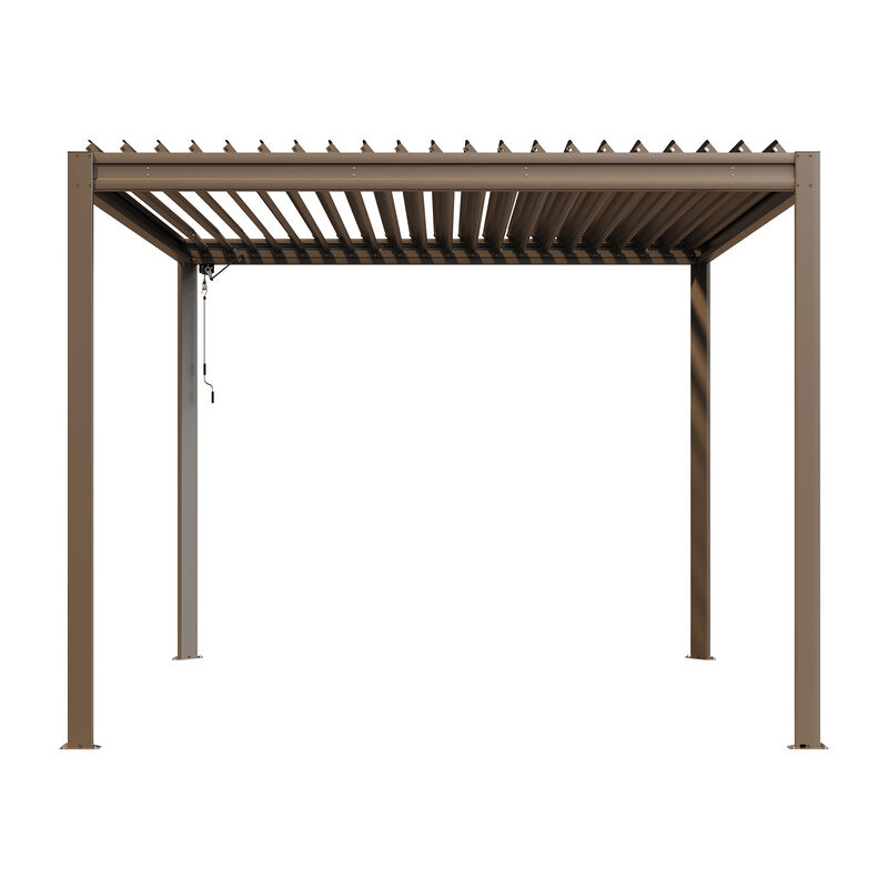 MONDAWE 10X10FT Outdoor Louvered Aluminum Pergola with Adjustable Roof and Efficient Drainage System for Patio, Deck, Garden