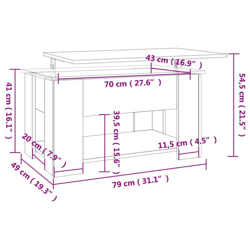 Coffee Table White 31.1"x19.3"x16.1" Engineered Wood