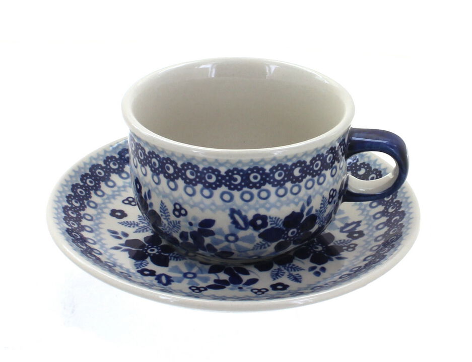 Blue Rose Polish Pottery Blue Butterfly Cup & Saucer