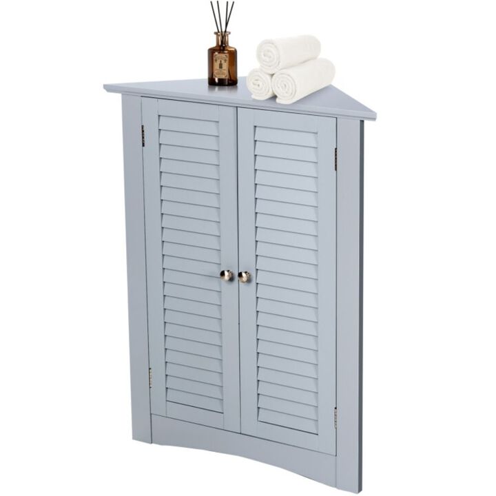 Adjustable Corner Storage Cabinet with Shutter Doors