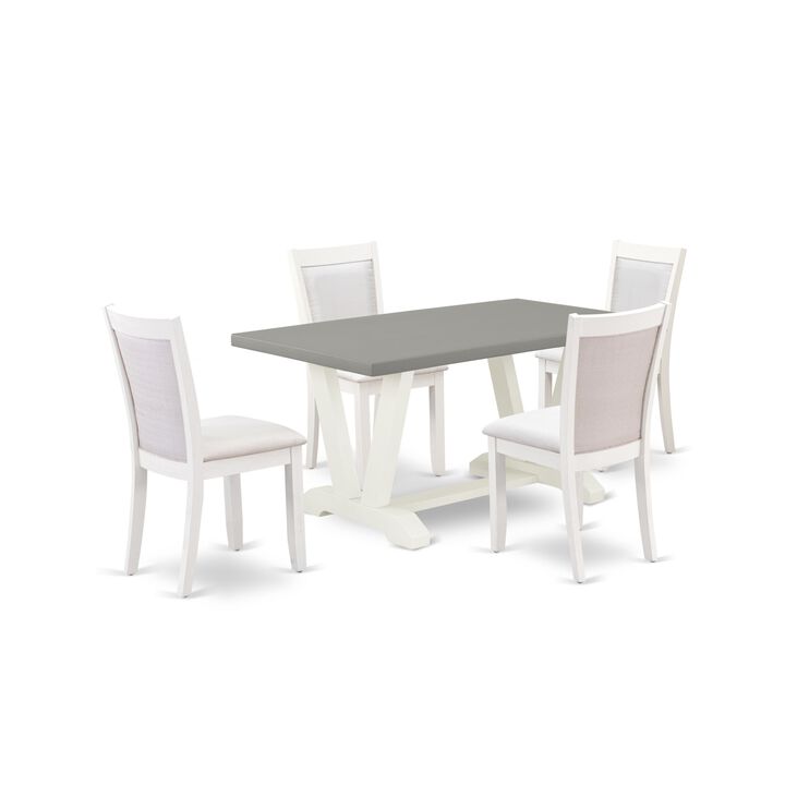 East West Furniture V096MZ001-5 5Pc Dinette Set - Rectangular Table and 4 Parson Chairs - Multi-Color Color