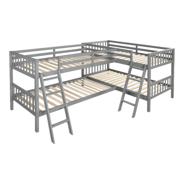 Merax L-Shaped Bunk Bed with Ladder