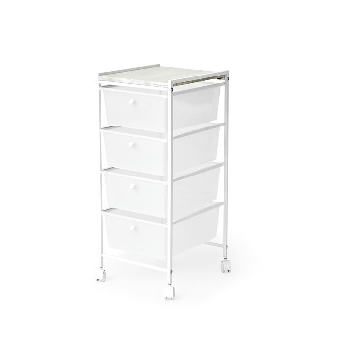 Suprima� Storage Carts - 4 Drawer Woodtop Shelf - Oak Top