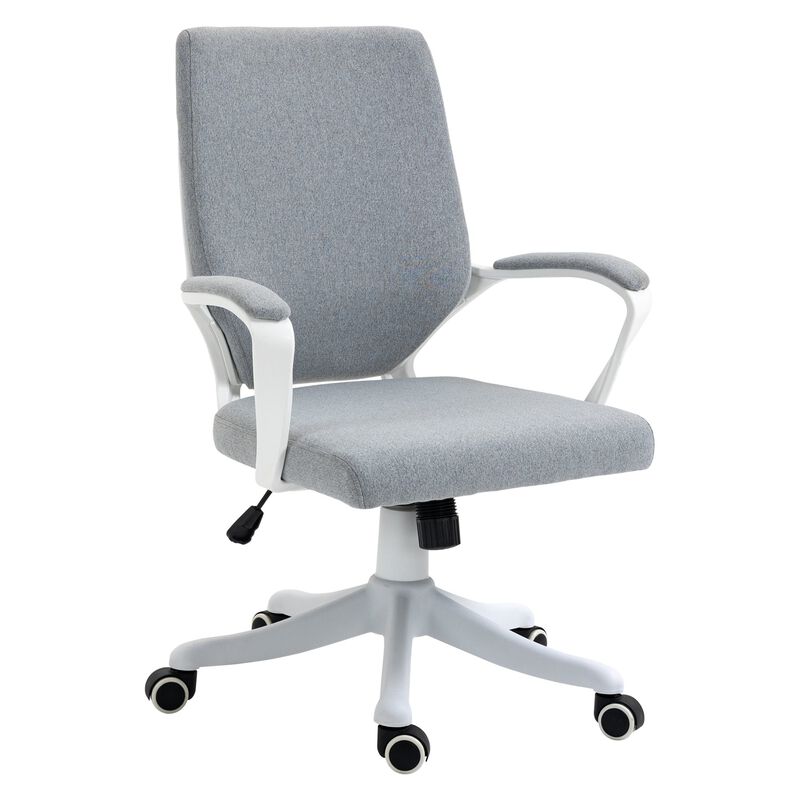 Grey Office Comfort: Mid Back Ergonomic Chair with Padded Armrests